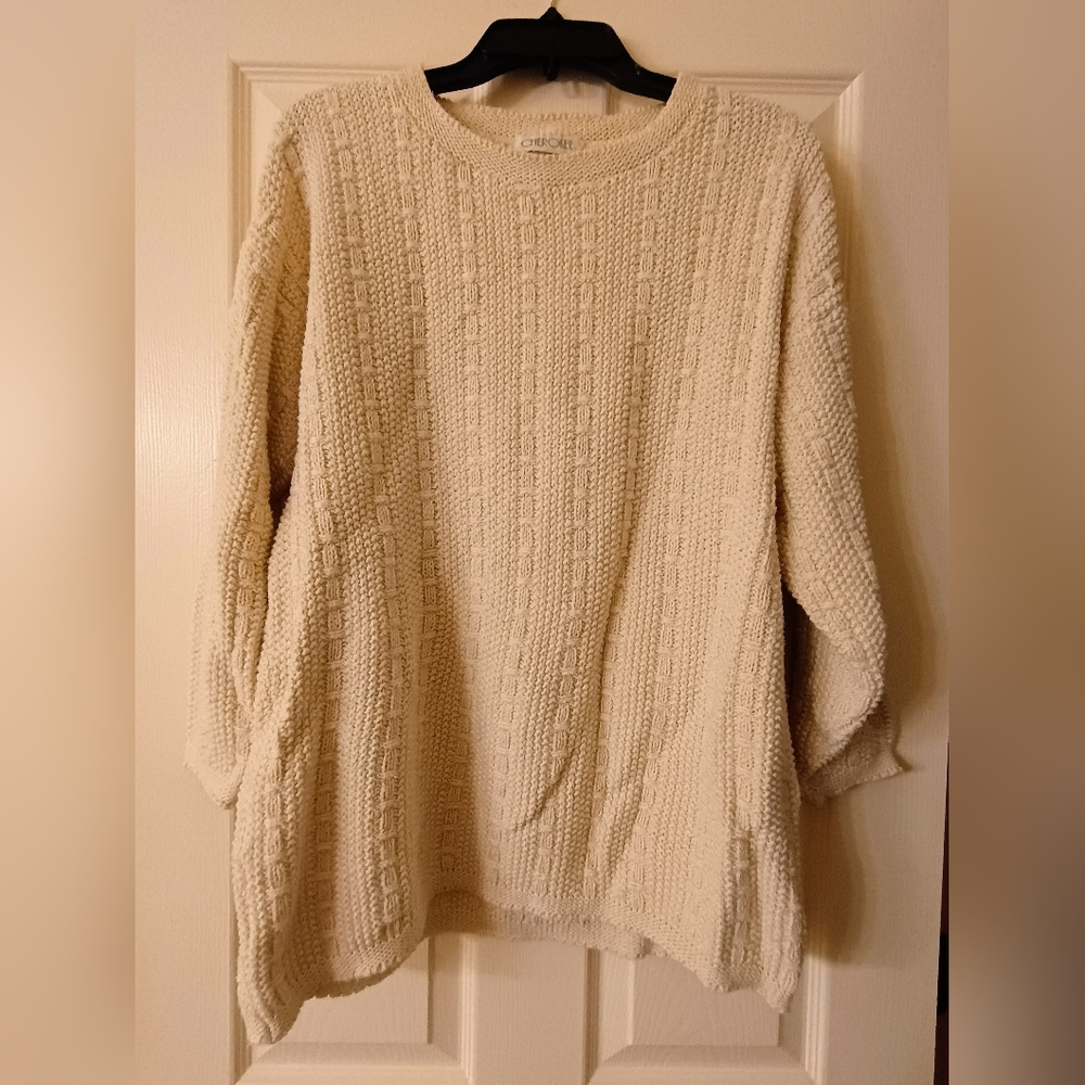 Vintage Cherokee Cable Knit Cream Sweater Size L